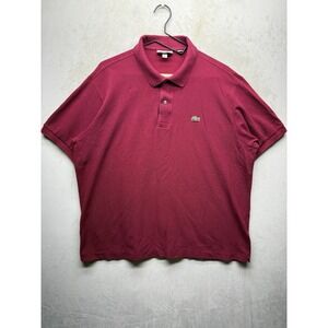 Lacoste Polo Shirt Mens 2XL Blue Solid Crocodile Logo Classic Cotton Knit Pique